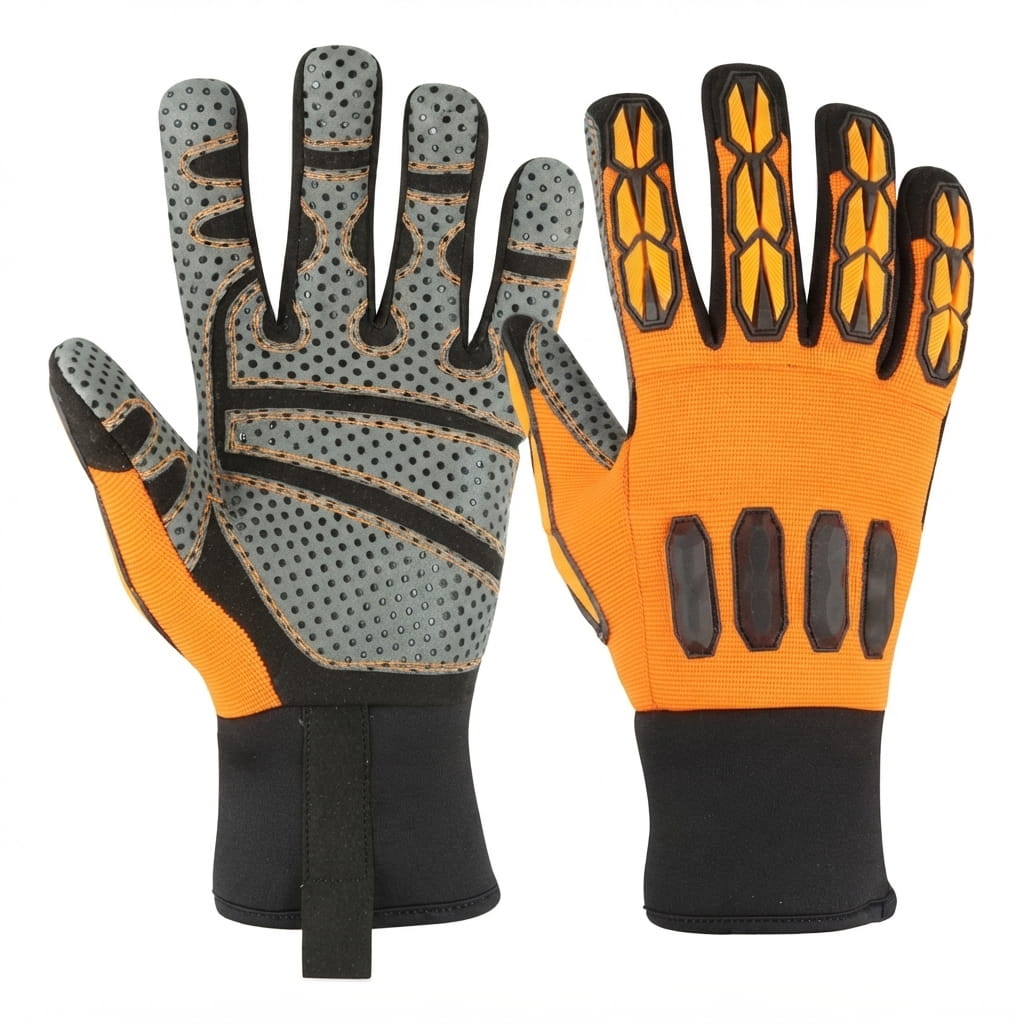 Gray Orange Impact Gloves