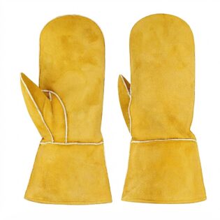 Yellow Leather Cuff Mittens
